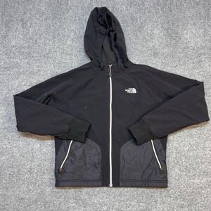 The North Face Apex Jacket Womens Medium Black Hooded Softshell Full Zip Pockets